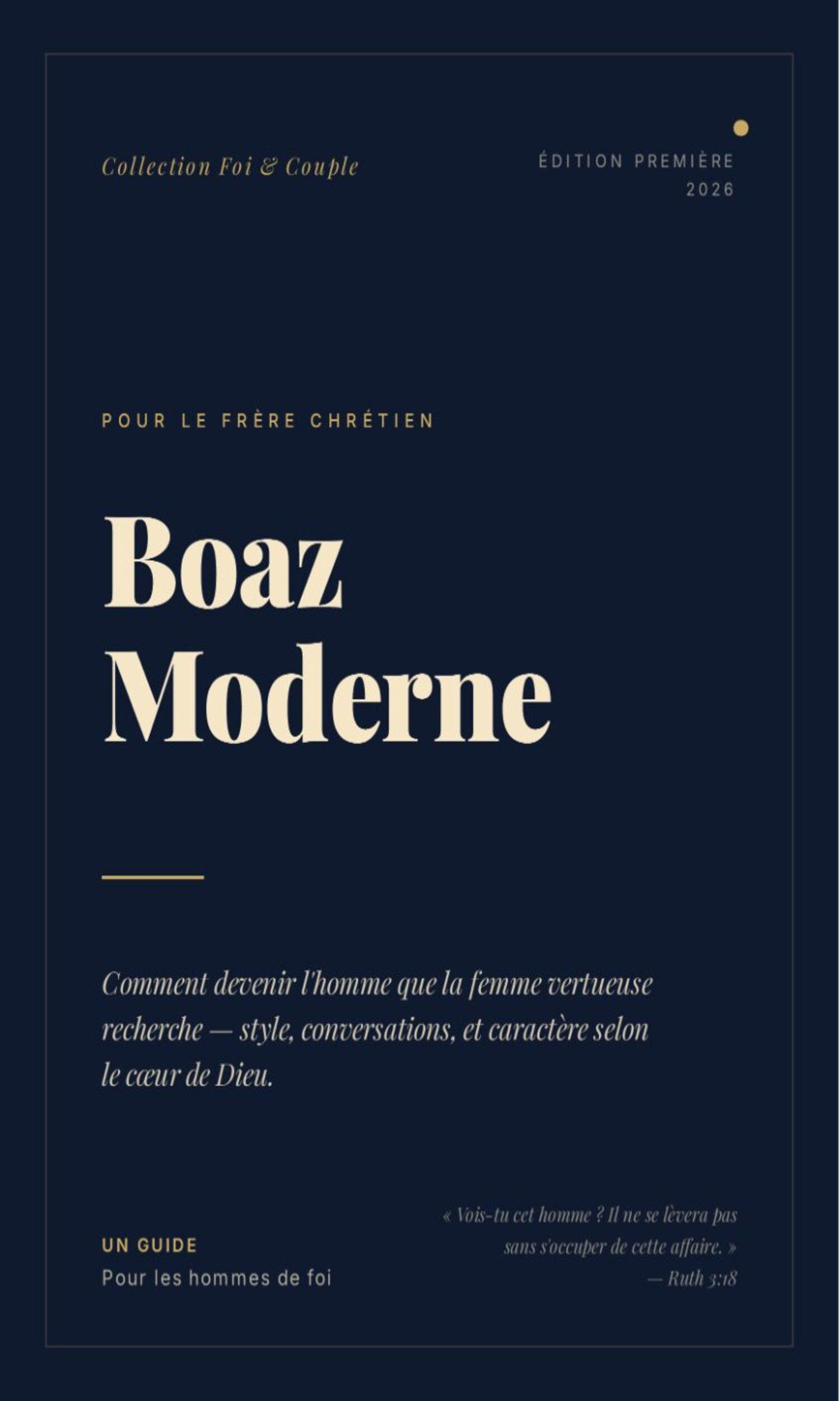 Couverture de Boaz Moderne : Comment devenir l'homme que la femme vertueuse recherche selon le cœur de Dieu.