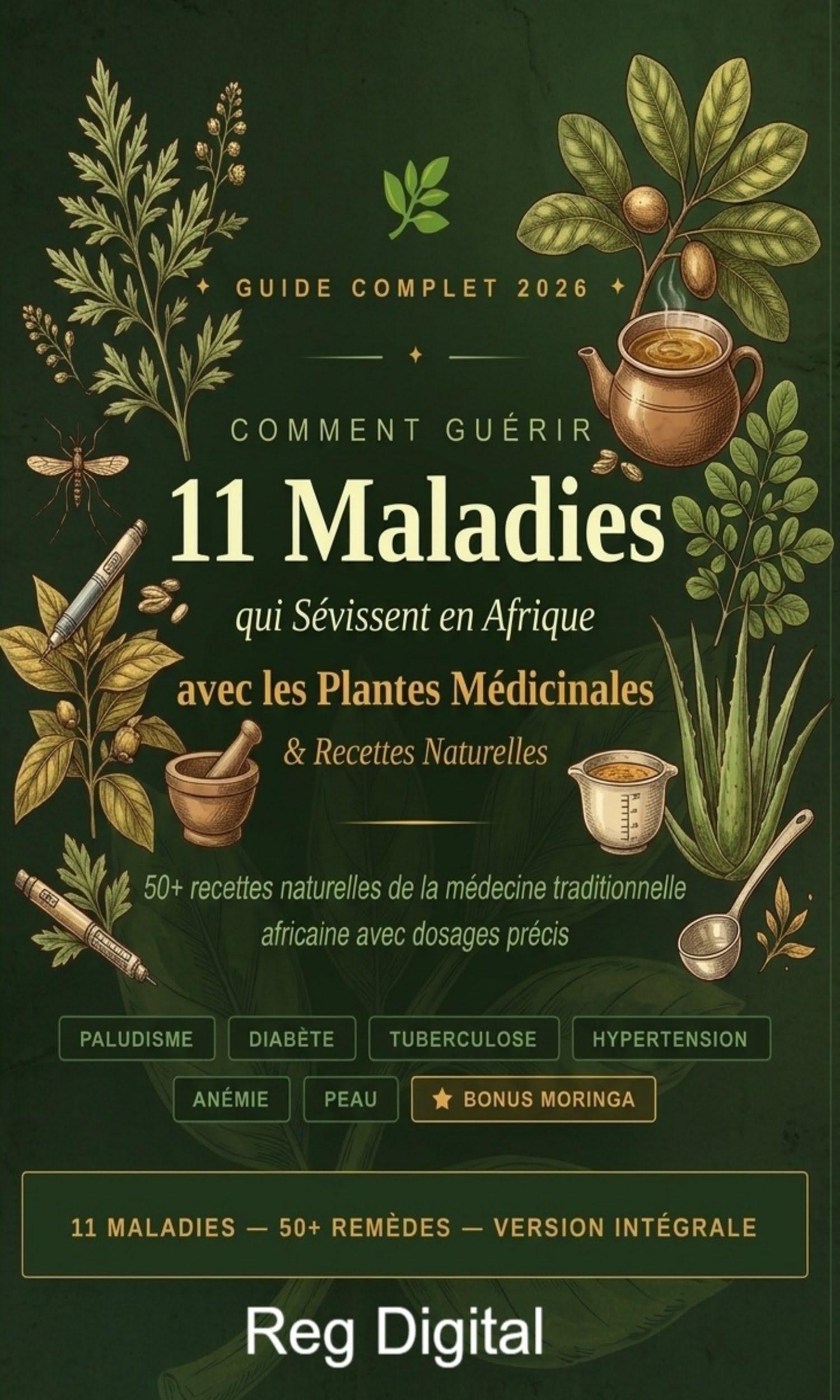 Couverture de Comment Guérir 11 Maladies en Afrique Naturellement : Plantes Médicinales, Recettes & Dosages